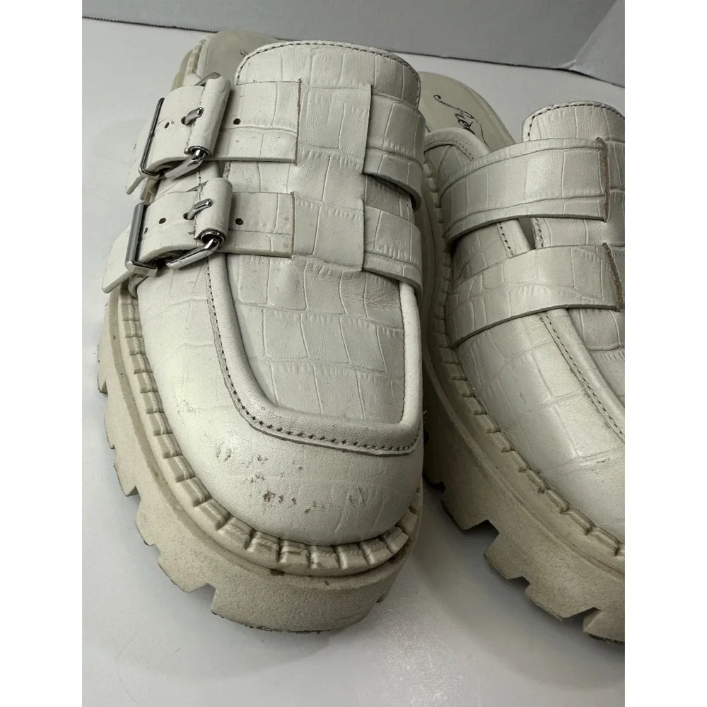 Free People Buckle Lyra Lug Loafers Slip On Beige Chunky Shoe Womens 37 US 6 - 7 - Picture 8 of 16